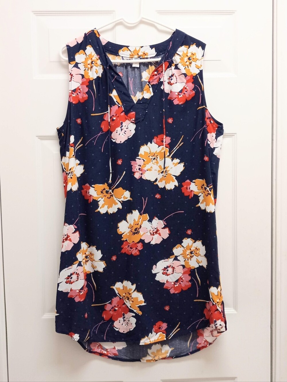 Old Navy Floral Shift Dress Navy Blue Large Cottagecore Garden Resortwear Summer